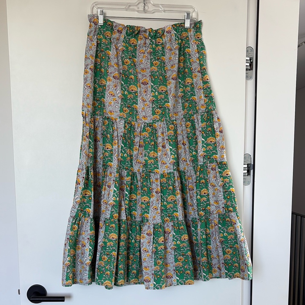 RHODE Green and Yellow Floral Maxi Skirt